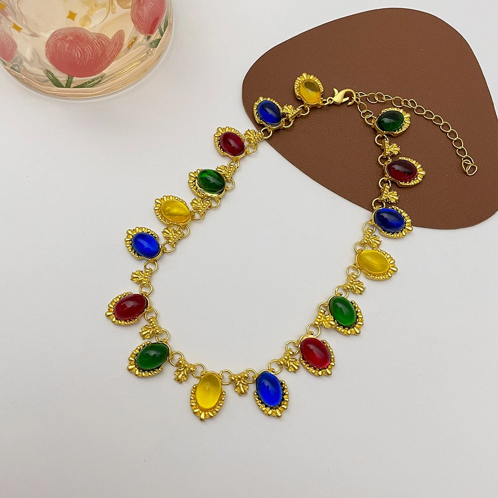 Wholesale Color Oval Palace Style Retro Alloy Necklaces