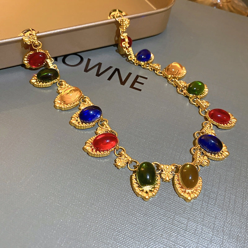 Wholesale Color Oval Palace Style Retro Alloy Necklaces