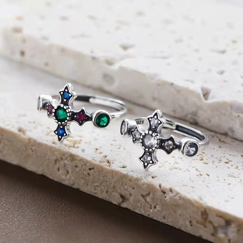 Wholesale Color Zircon Cross Alloy Rings