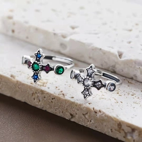 Wholesale Color Zircon Cross Alloy Rings