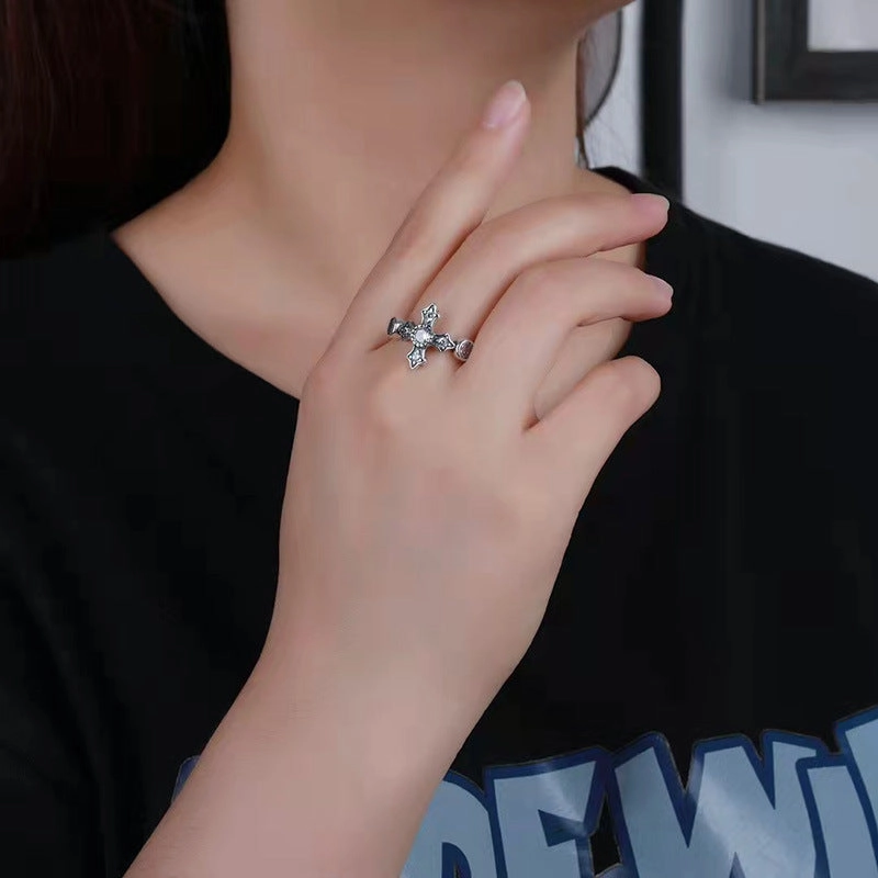 Wholesale Color Zircon Cross Alloy Rings