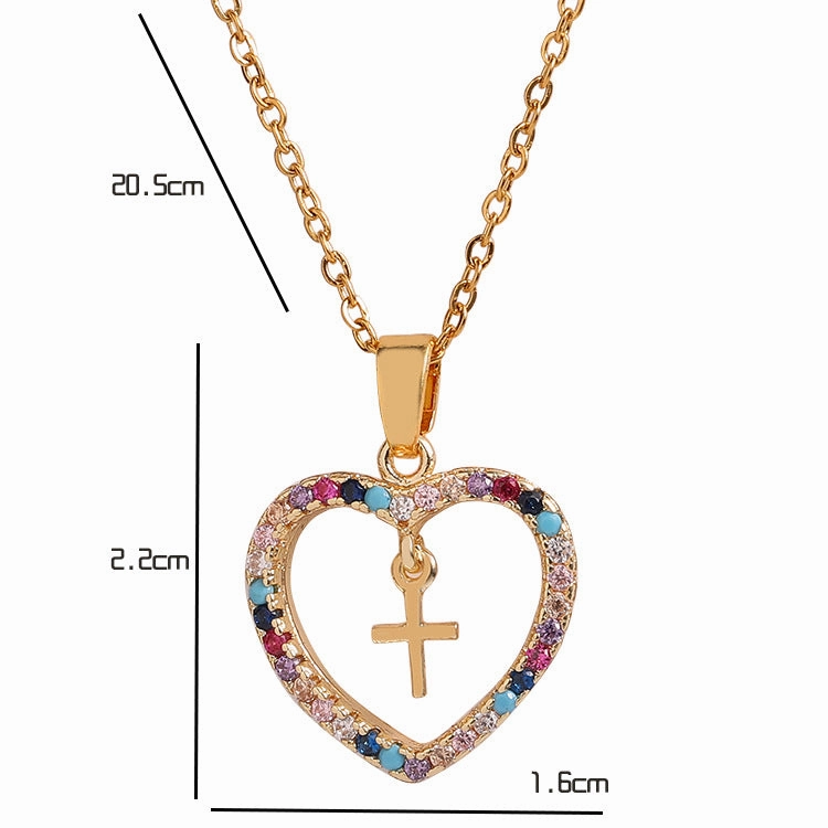 Wholesale Color Zircon Cross Heart Copper Necklaces
