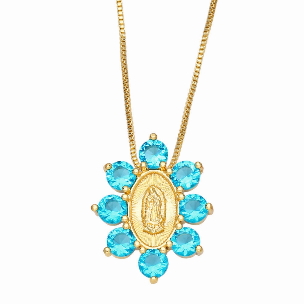 Wholesale Color Zircon Virgin Mary Copper Necklaces