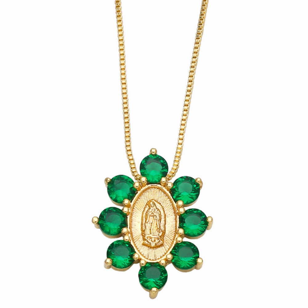 Wholesale Color Zircon Virgin Mary Copper Necklaces