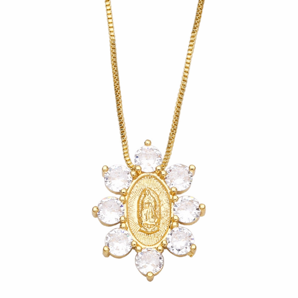 Wholesale Color Zircon Virgin Mary Copper Necklaces