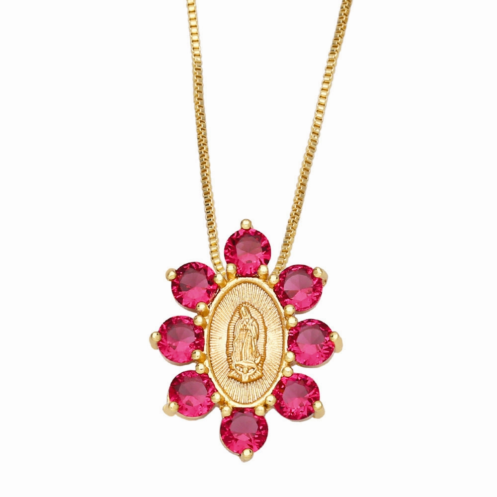 Wholesale Color Zircon Virgin Mary Copper Necklaces