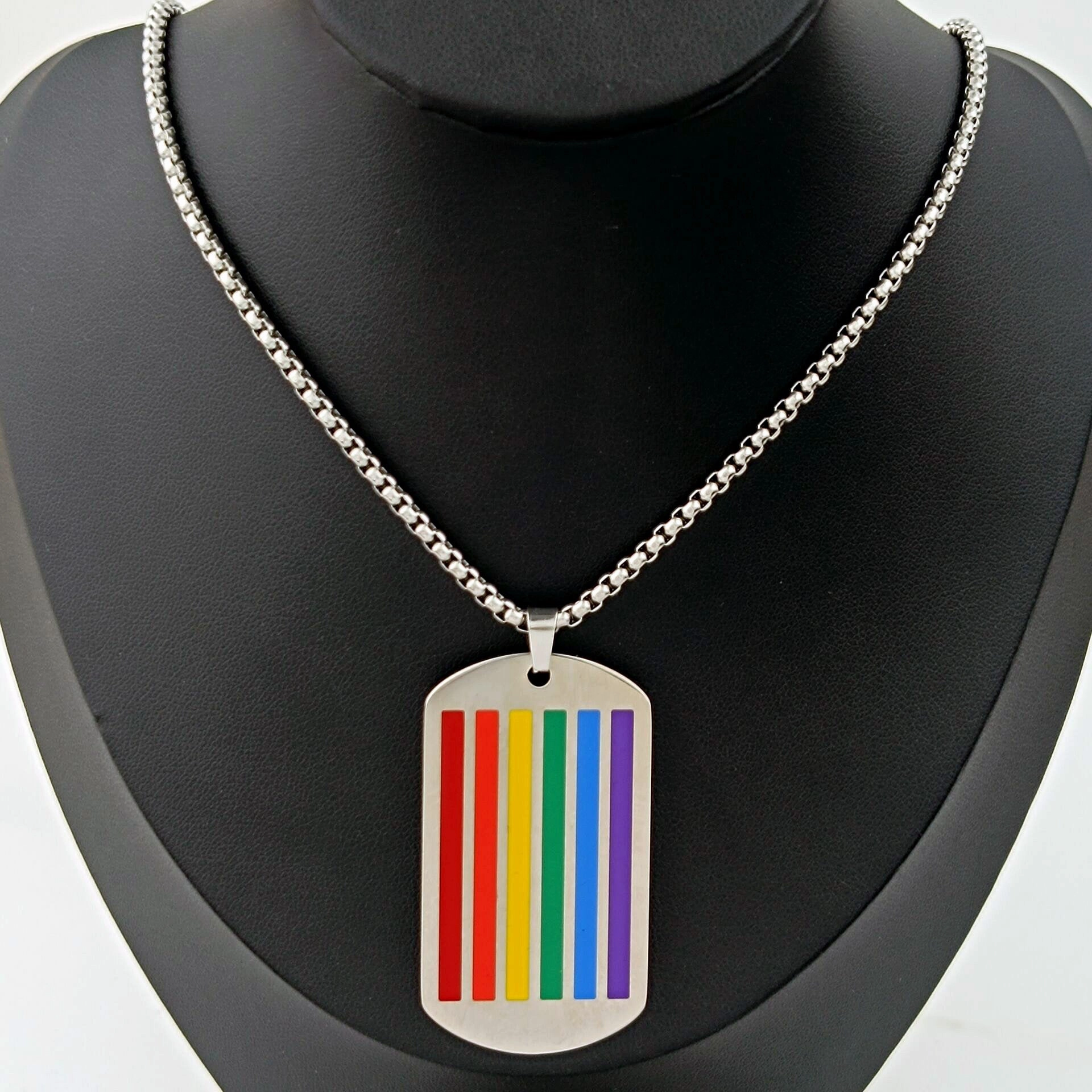 Wholesale Colored Army Brand Pendant Couple Stainless Steel Rainbow Flag les Necklaces
