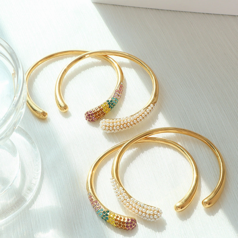 Wholesale Colored Diamond Titanium Steel Gold-plated Bracelets