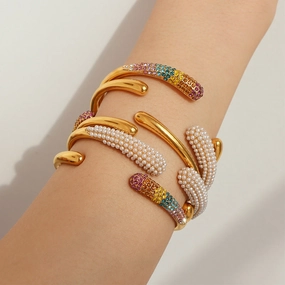 Wholesale Colored Diamond Titanium Steel Gold-plated Bracelets