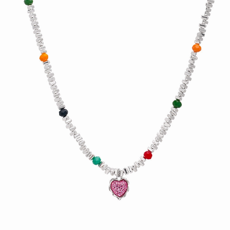 Wholesale Colored Love Broken Silver Alloy Necklaces