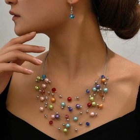 Wholesale Colored Pearl Glass Necklaces