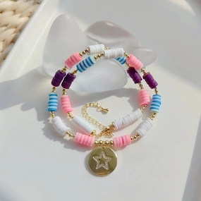 Wholesale Colored Soft Pottery Pentagram Pendant Necklaces