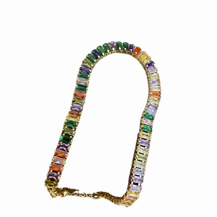 Wholesale Colored Zircon Can Pull Adjust Copper Necklaces