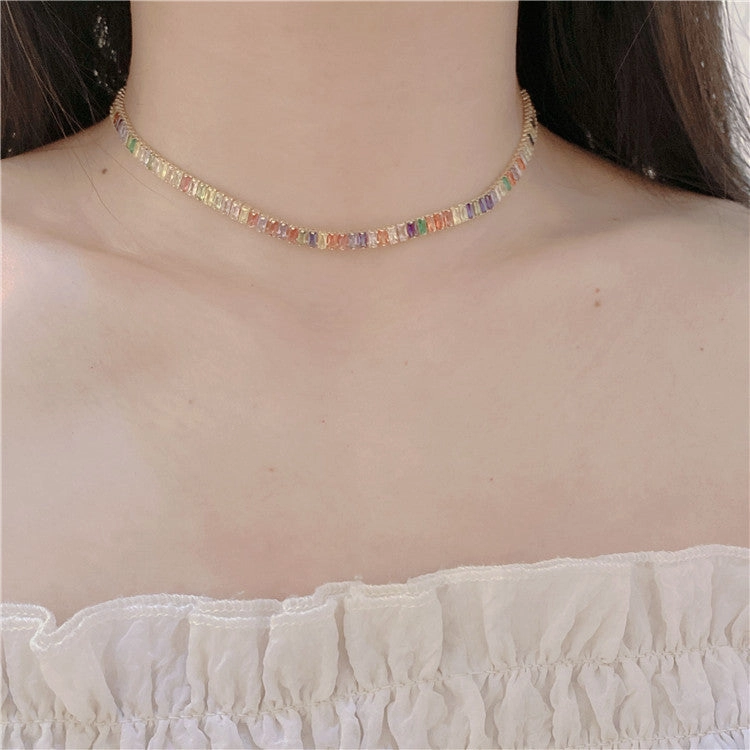 Wholesale Colored Zircon Can Pull Adjust Copper Necklaces