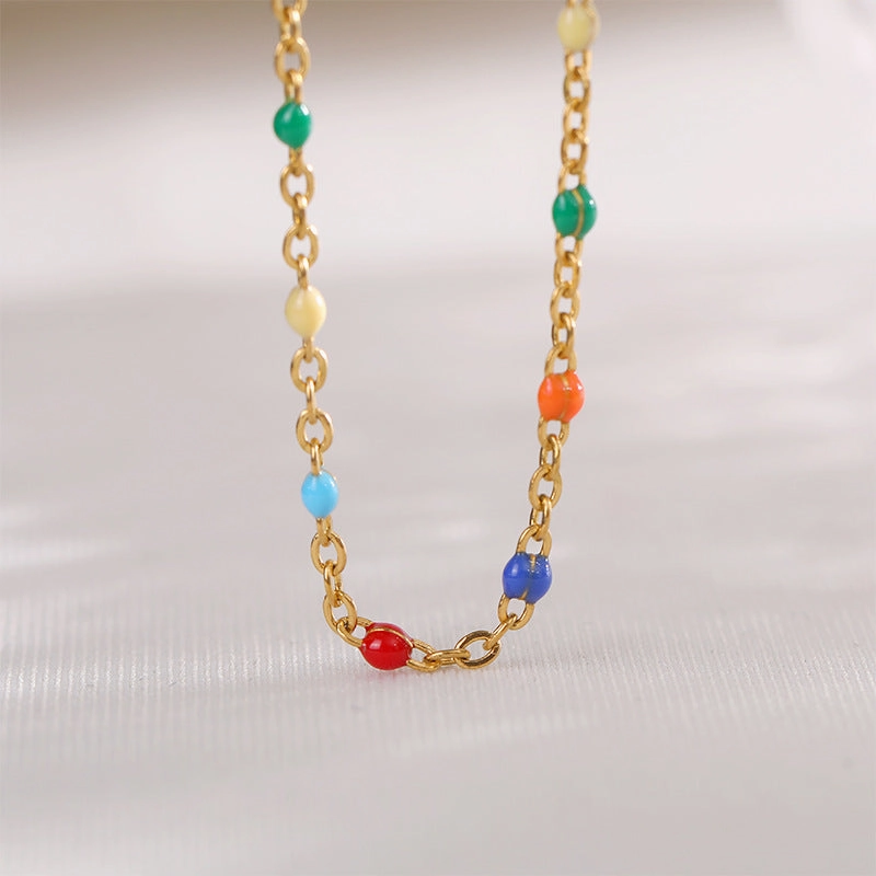 Wholesale Colorful Beaded Colorfast Clavicle Necklaces