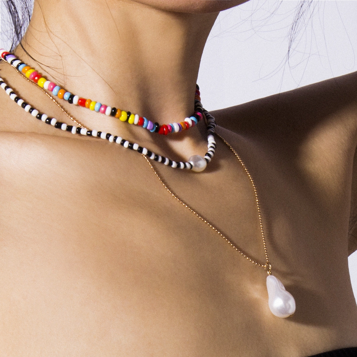 Wholesale Colorful Beaded Rice Beads Necklace