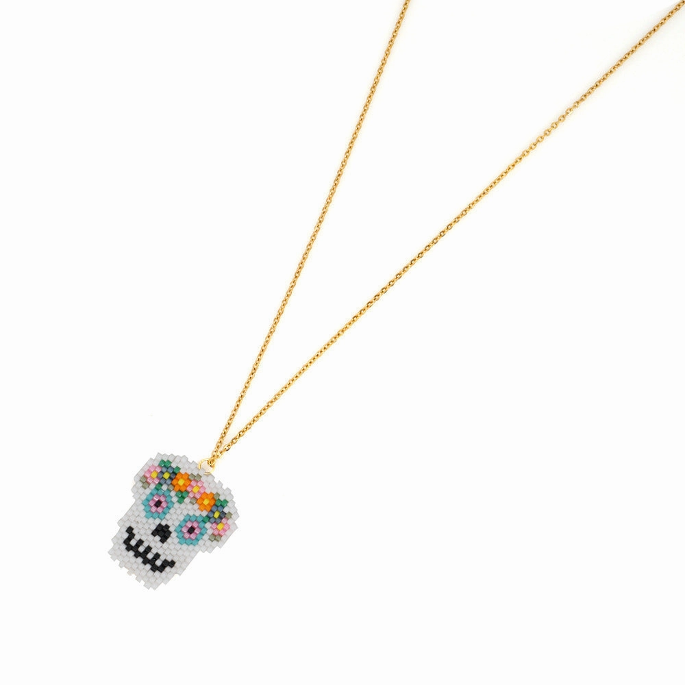 Wholesale Colorful Beaded Skull Necklaces