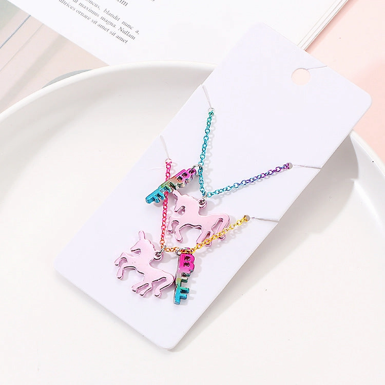 Wholesale Colorful Chain Spray Painted Unihead Alloy Necklaces Set