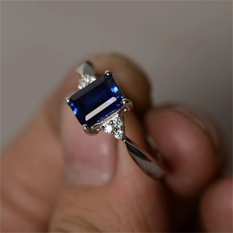 Wholesale Colorful Gemstone Square Diamond Alloy Rings