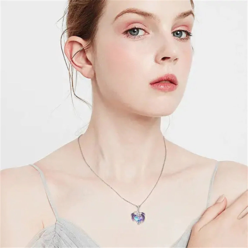 Wholesale Colorful Heart Crystal Metal Necklaces