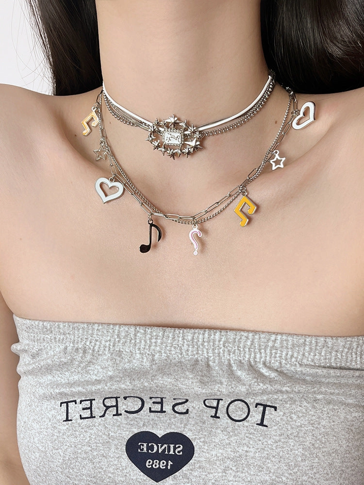 Wholesale Colorful Heart Musical Note Alloy Necklaces