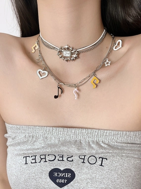 Wholesale Colorful Heart Musical Note Alloy Necklaces