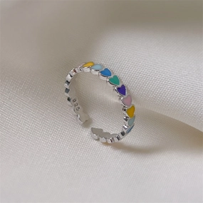 Wholesale Colorful Love Opening Copper Rings