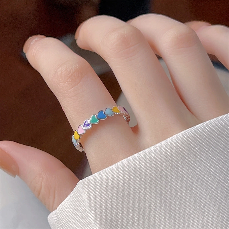 Wholesale Colorful Love Opening Copper Rings