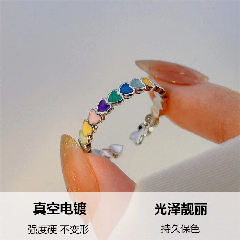 Wholesale Colorful Love Opening Copper Rings