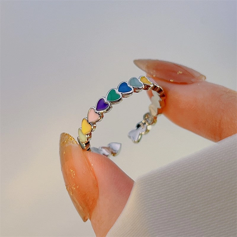 Wholesale Colorful Love Opening Copper Rings