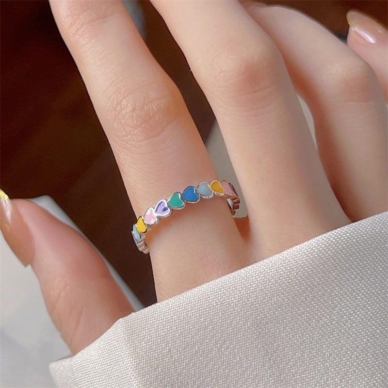 Wholesale Colorful Love Opening Copper Rings