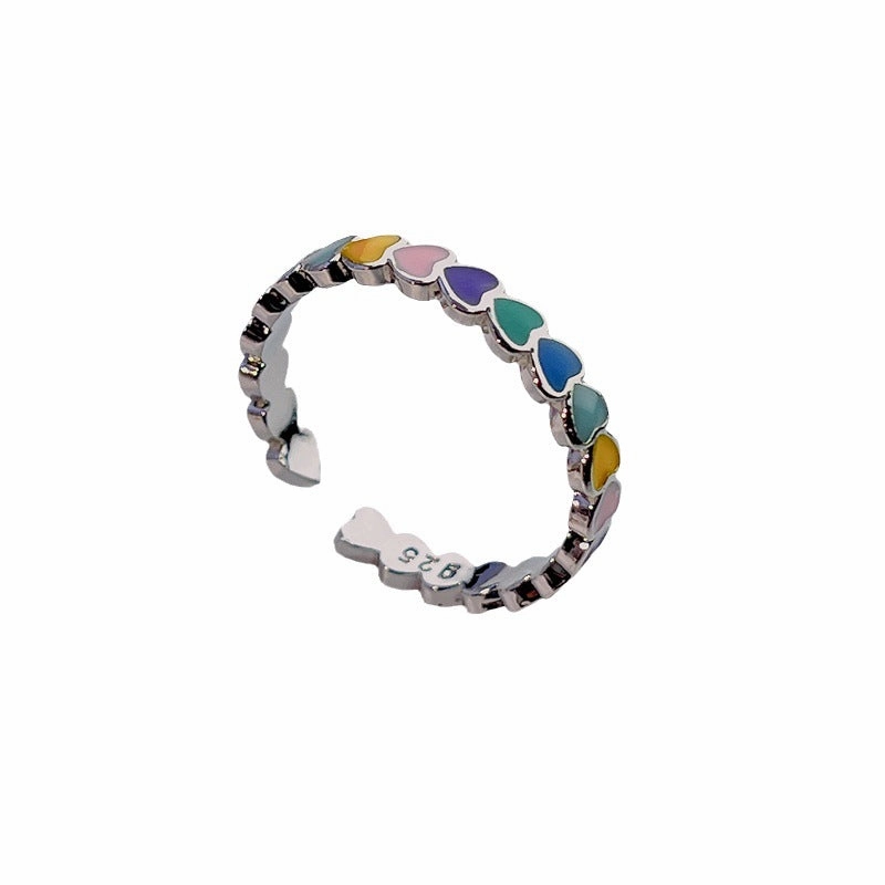Wholesale Colorful Love Opening Copper Rings