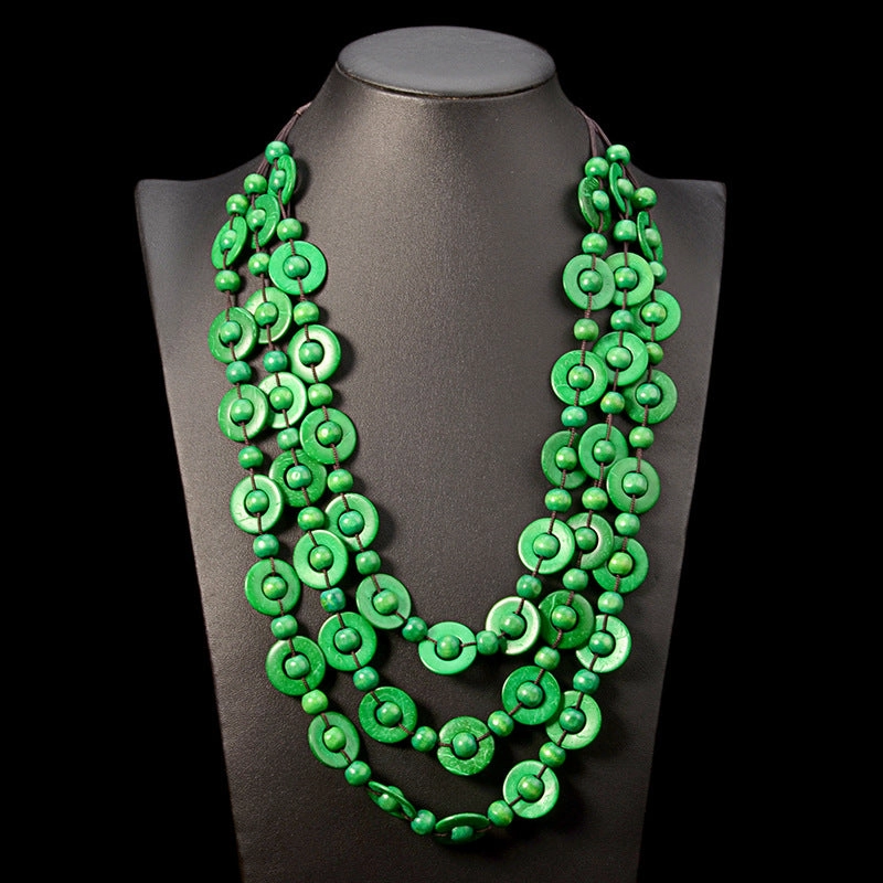 Wholesale Colorful Multilayer Wooden Necklaces