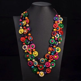Wholesale Colorful Multilayer Wooden Necklaces