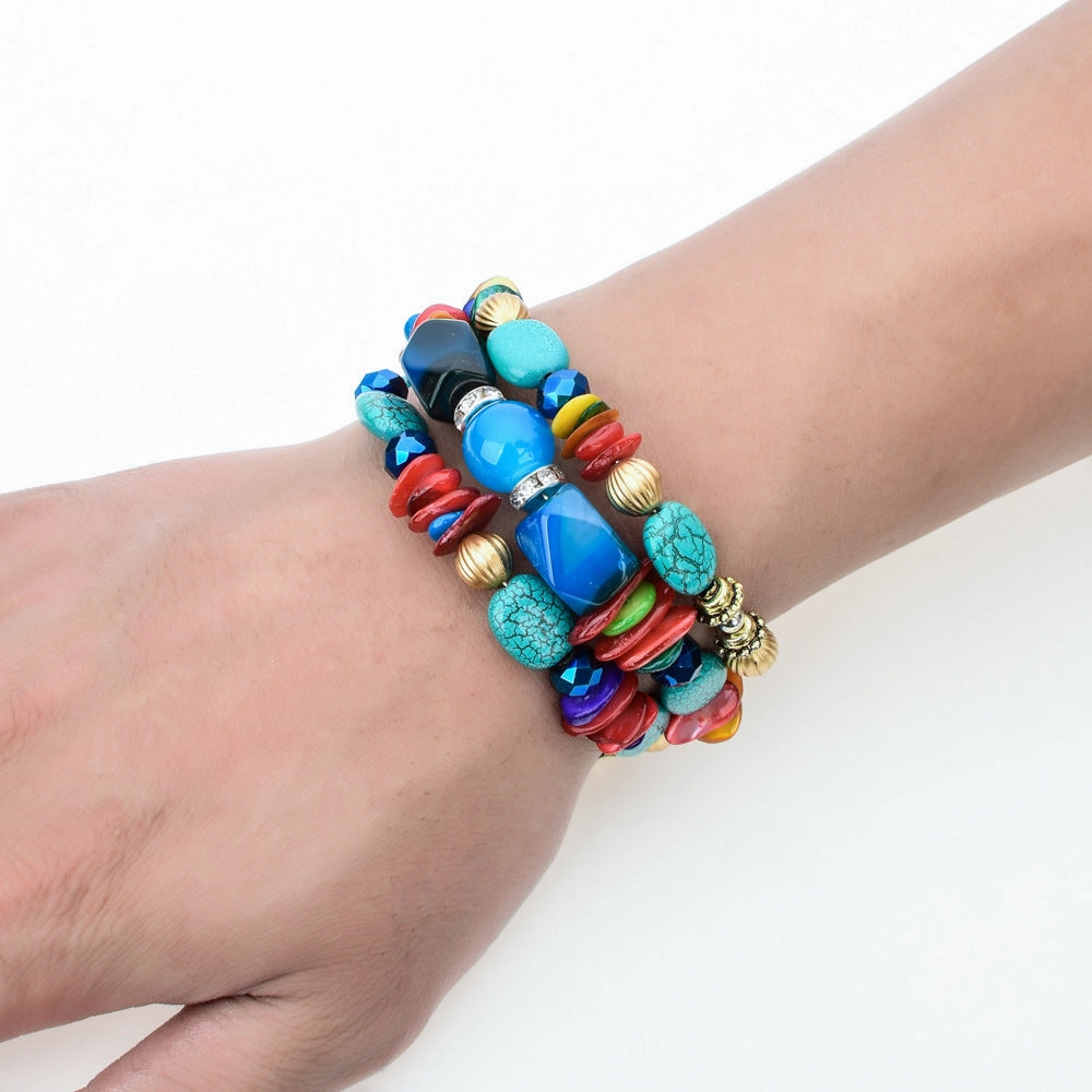 Wholesale Colorful Natural Stone Turquoise Beads Multilayer Bracelet