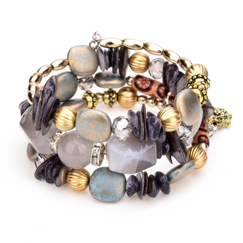 Wholesale Colorful Natural Stone Turquoise Beads Multilayer Bracelet