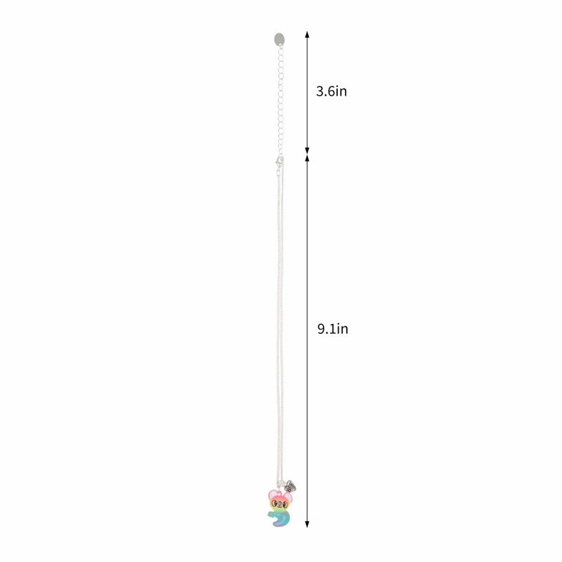 Wholesale Colorful Raccoon BFF Kids Alloy Spray Paint Drops Oil Magnet Pendant Necklaces Set