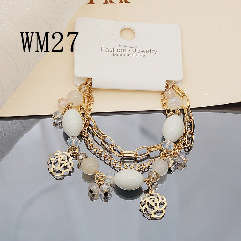 Wholesale Colorful Star Smiley Face Pendant Multilayer Beaded Bracelet