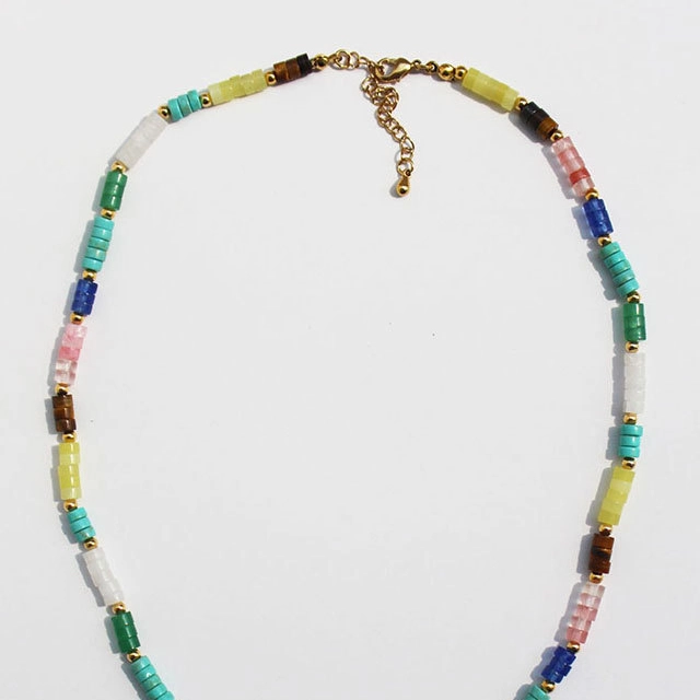 Wholesale Colorful Stone Brass Necklaces