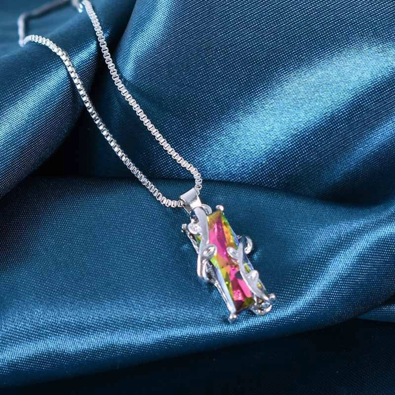 Wholesale Colorful Stone Square Alloy Necklaces