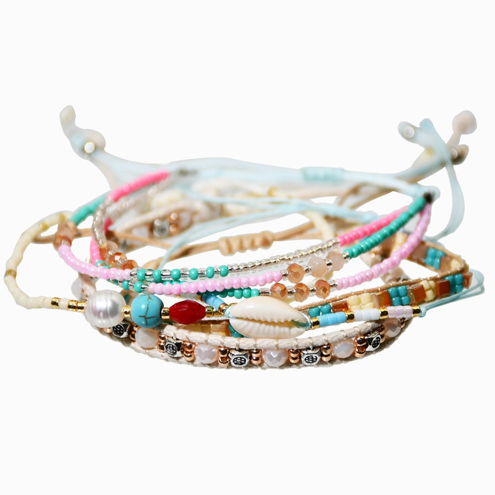 Wholesale Colorful Woven Hand Beaded Stacked Multilayer Bracelet