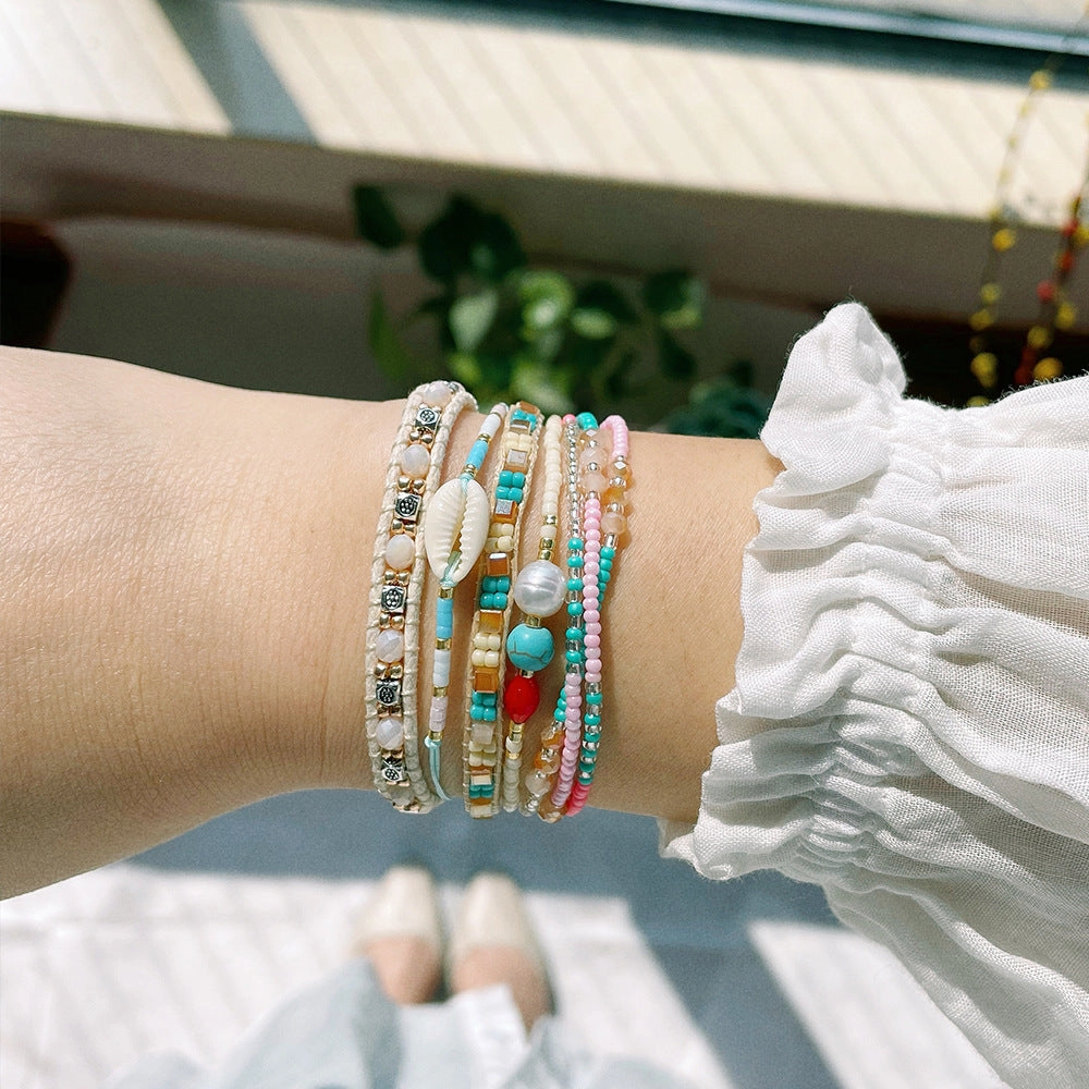 Wholesale Colorful Woven Hand Beaded Stacked Multilayer Bracelet