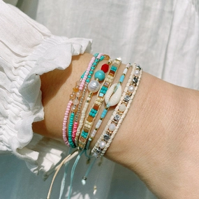 Wholesale Colorful Woven Hand Beaded Stacked Multilayer Bracelet