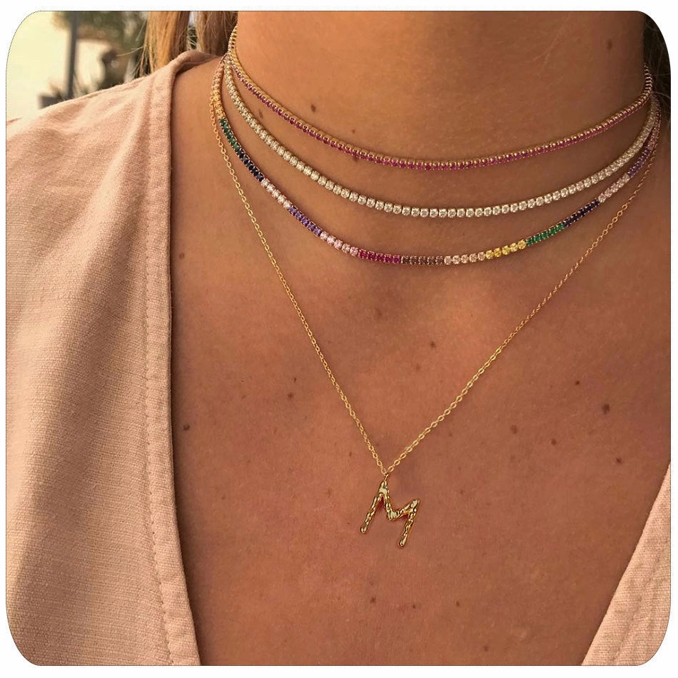 Wholesale Colorful Zircon Colorful Multicolor Zircon Claw Chain Necklaces