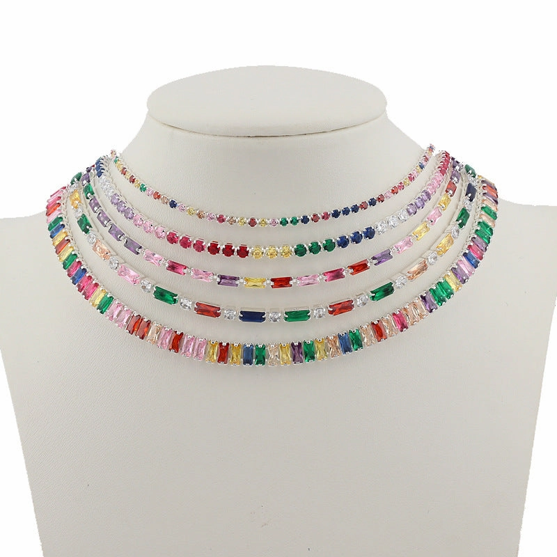 Wholesale Colorful Zircon Colorful Multicolor Zircon Claw Chain Necklaces