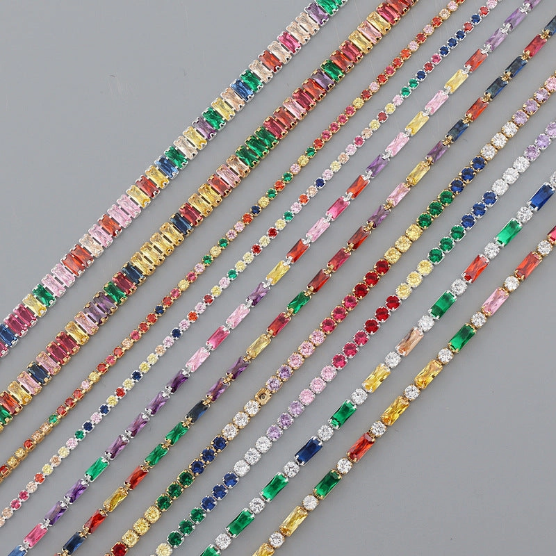 Wholesale Colorful Zircon Colorful Multicolor Zircon Claw Chain Necklaces