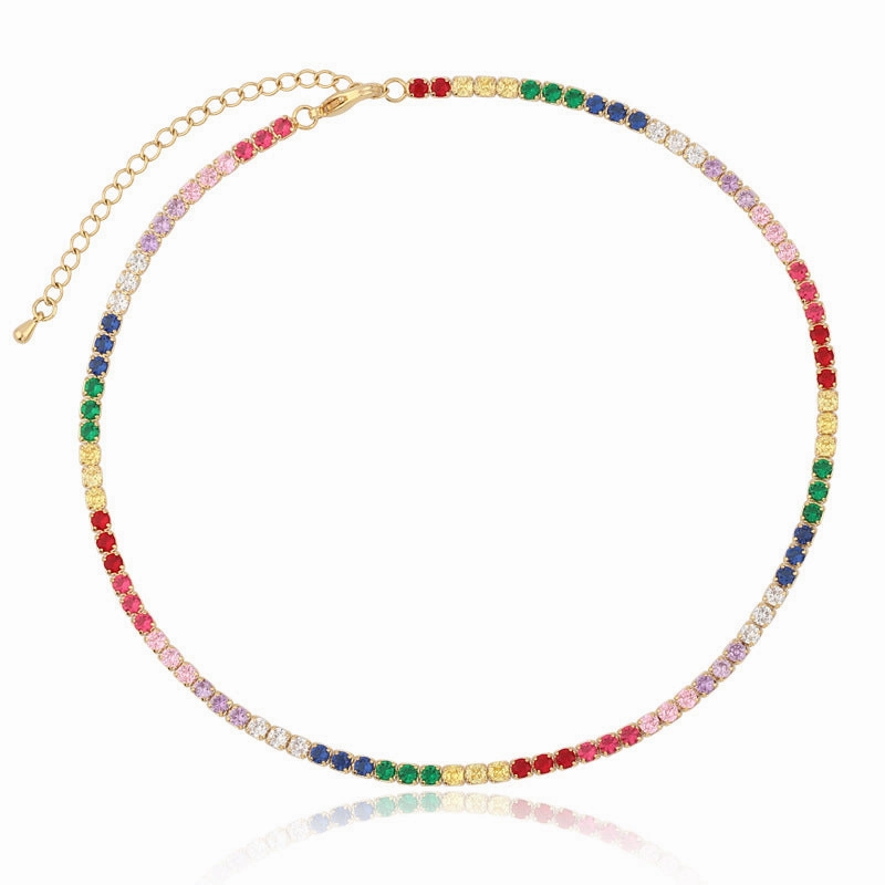 Wholesale Colorful Zircon Colorful Multicolor Zircon Claw Chain Necklaces