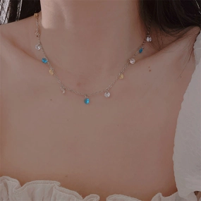 Wholesale Colorful Zircon Rainbow Metallic Necklaces