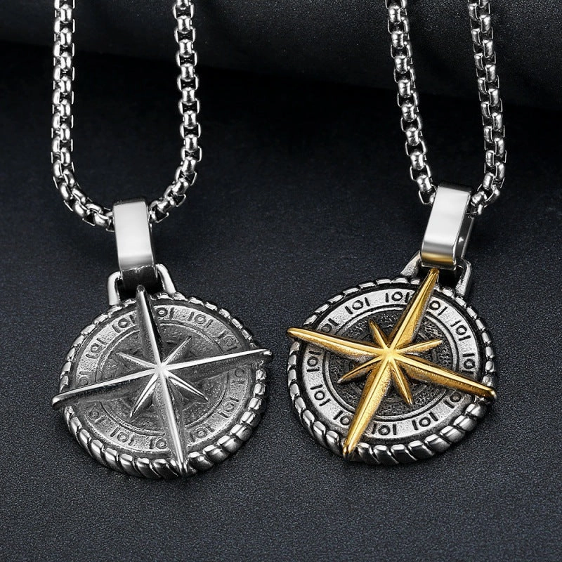 Wholesale Compass Pendant Stainless Steel Necklaces
