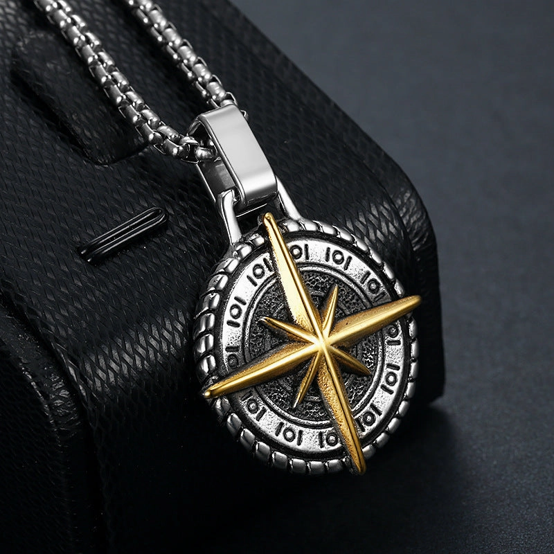 Wholesale Compass Pendant Stainless Steel Necklaces